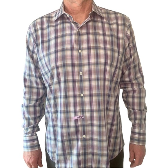 PETER MILLAR Collection Plaid Button Down Dress Shirt Cotton Size Large - Picture 7 of 16